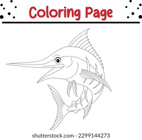 Cartoon cute fish. Hand drawing outline coloring pictures. Isolated items.
