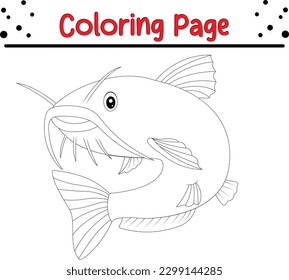 Cartoon cute fish. Hand drawing outline coloring pictures. Isolated items.