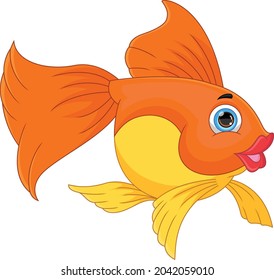 cartoon cute fish isolated on white background