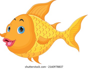 dibujos animados peces lindos aislados en fondo blanco