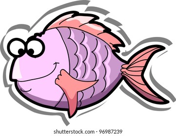 Cartoon cute fish, vector
