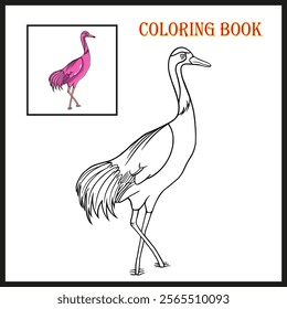 cartoon cute flamingo for coloring book