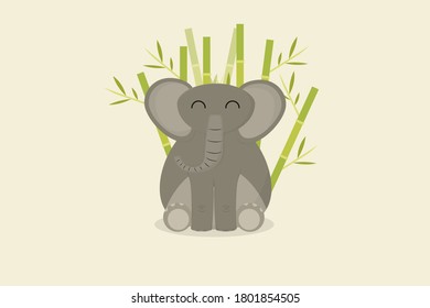 cartoon cute Flat design elephant