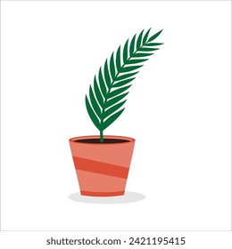 Cartoon cute flower in flower pot. Vector illustration.