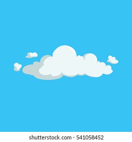Cartoon cute fluffy cloud trendy design icon. Vector illustration of weather or sky background.