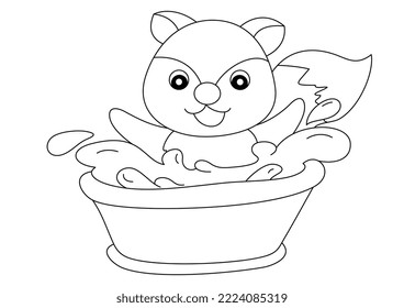 cartoon cute fox for coloring page vector illustration
