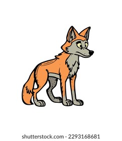 Cartoon cute fox isolated on white background. Vector illustration