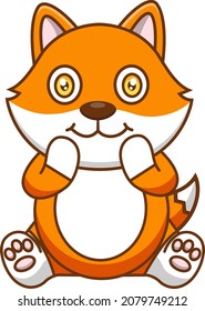 Cartoon cute fox sitting. Vector illustration