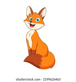 Cartoon cute fox smiling. Vector illustration