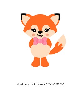 cartoon cute fox with tie vector