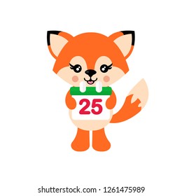 cartoon cute  fox vector and christmas calendar
