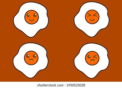 dibujos animados adorables personajes de huevo frito, lindo doodle de huevo frito. doodle de huevo frito. ilustración vectorial