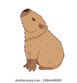 Cartoon cute and friendly capybara animal