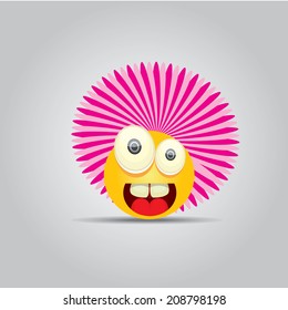 Cartoon cute friendly monster on grey background