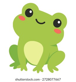 Diseño lindo de la Plantilla de la Ilustración vectorial del color plano animal de la rana de la historieta
