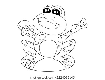cartoon cute frog for coloring page vector illustration