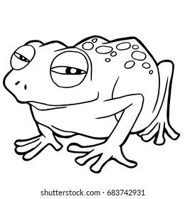 cartoon cute frog coloring page vector illustration
