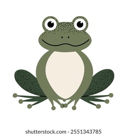 Cartoon süßer Frosch. Wälder, Waldtiere. Illustration für Kinder. Kinderstil 