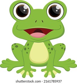 Cartoon cute frog, isolated on white background