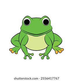 A cartoon cute frog royalty vector image. Fat frog on white background. Bored green frog illustration vector.