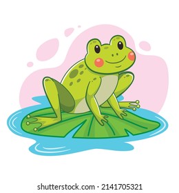 cartoon cute frog smiley illustration