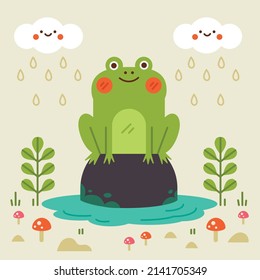 cartoon cute frog smiley illustration