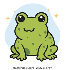 Sapo bonito dos desenhos animados para a ilustração do vetor de crianças pequenas em um estilo plano