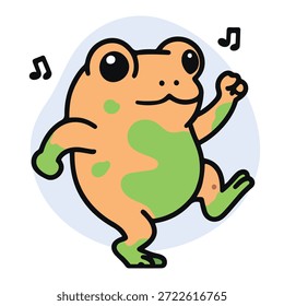Sapo bonito dos desenhos animados para a ilustração do vetor de crianças pequenas em um estilo plano