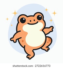 Sapo bonito dos desenhos animados para a ilustração do vetor de crianças pequenas em um estilo plano