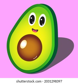 Cartoon cute fruit character avocado 