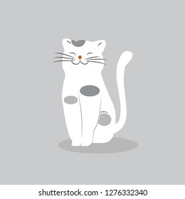 Cartoon cute funny cat, isolated on pastel background, vector illustration