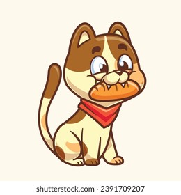 Cartoon cute funny cat playing