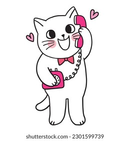 Cartoon cute funny cat vector.
