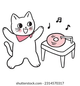 Cartoon cute funny cat vector.