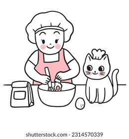 Cartoon cute funny cat vector.
