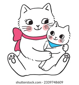 Cartoon cute funny cat vector.