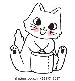 Cartoon cute funny cat vector.