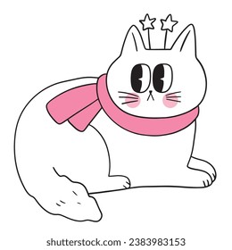 Cartoon cute funny cat in winter vector.