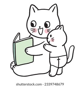 Cartoon cute funny character cat vector.