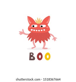 Cartoon cute Funny monster vector character. Bright funny cartoon card . Lovely monster for children designs. Sweet smiling creatures in warm colors in vector