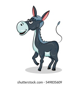 cartoon cute funny vector donkey at the white background