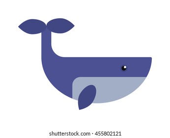 Cartoon cute and funny whales, sea animal, sea creatures vector illustration