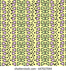 Cartoon cute cute geometric ethnic pattern with triangles