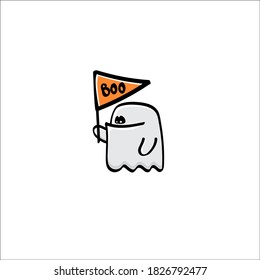 Cartoon-süßer Geist einzeln auf weißem Hintergrund. Funny-Geist-Symbol