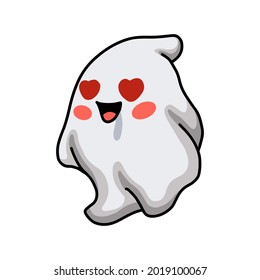 Cartoon cute ghost in love