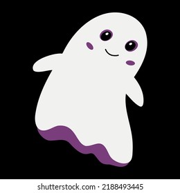 Caricatura fantasma lindo. Espíritu de Halloween sonriente con cara sonrosa