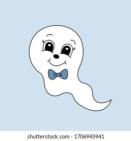 Cartoon cute ghost. Vector illustration for children.