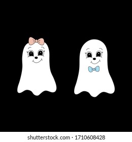 Cartoon cute ghost. Vector illustration for children.