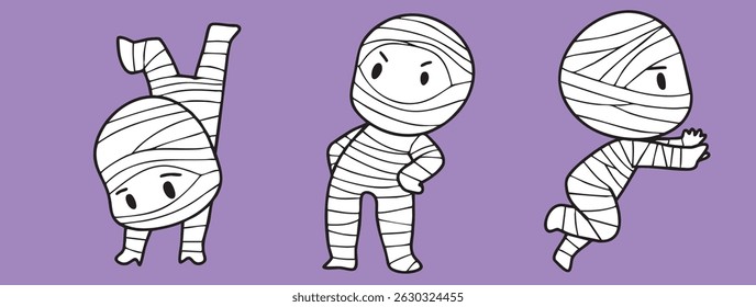Cartoon, cute ghosts in cloaks, Halloween, illustrations, cute pictures, elements, mummy
