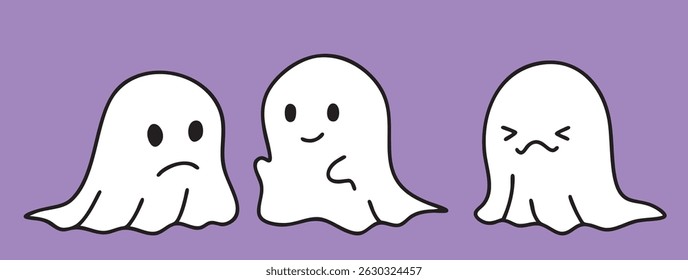 Cartoon, cute ghosts in cloaks, Halloween, illustrations, cute pictures, elements, mummy